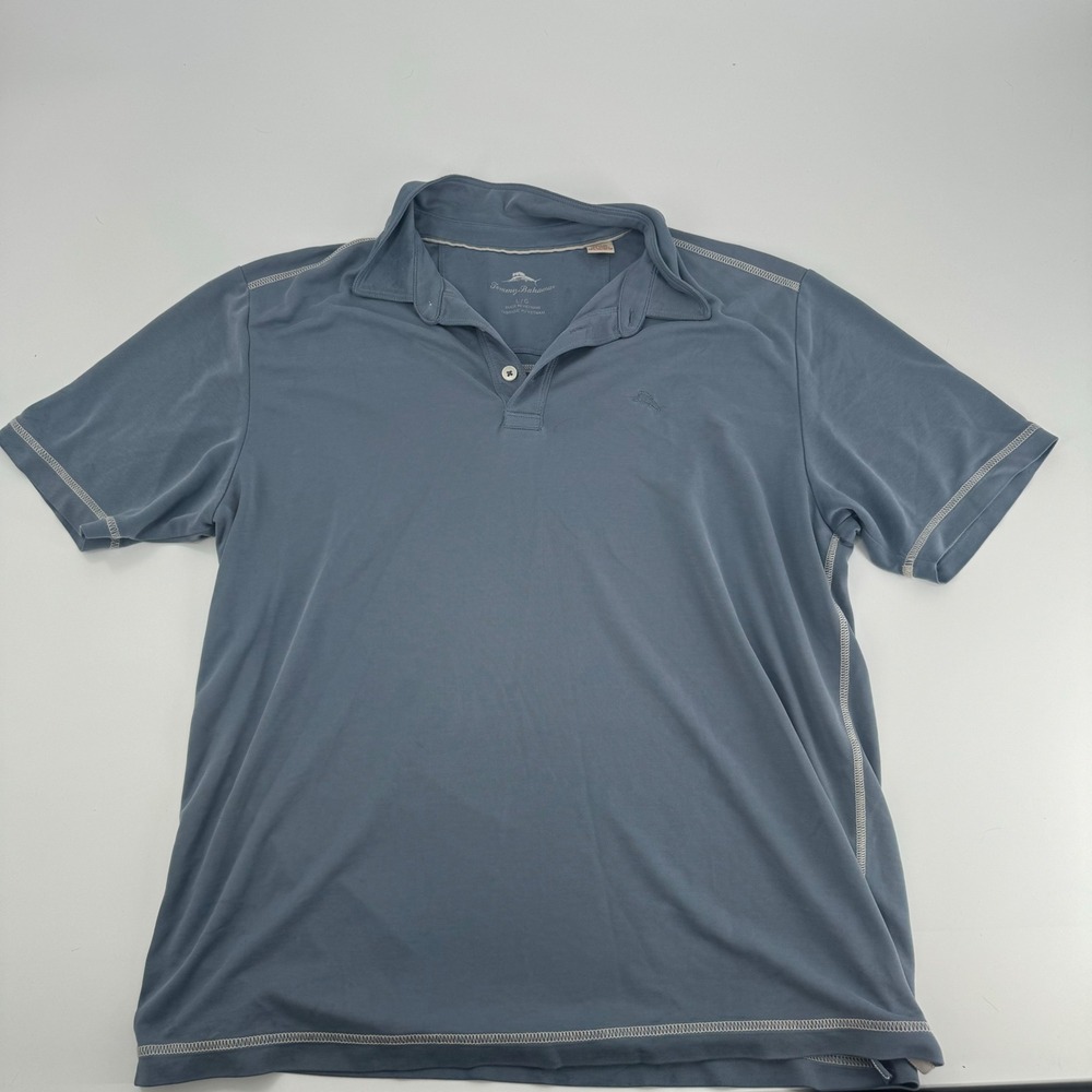 Tommy Bahama Men's Blue Moisture Wicking Polo Shirt Short Sleeve Large L